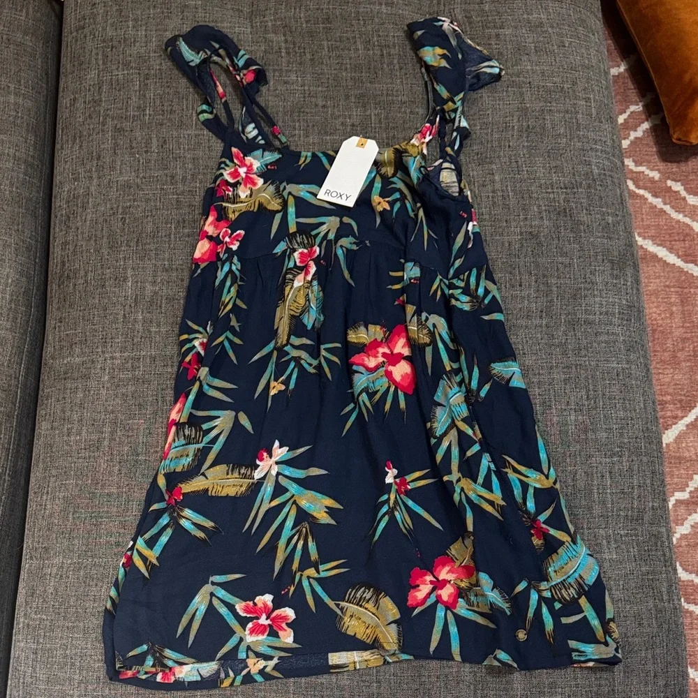 ROXY Do It My Way Tropical Cold Shoulder Dress NWT - Picture 2 of 4